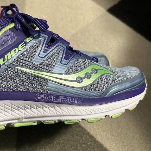 Saucony Guide ISO Purple/Neon Green Running Sneakers Women's Size 8.5 WIDE - Picture 4 of 15